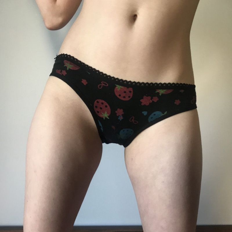 Black panties with strawberries