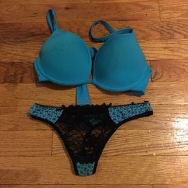 Worn in Videos Bra and Panties Blue