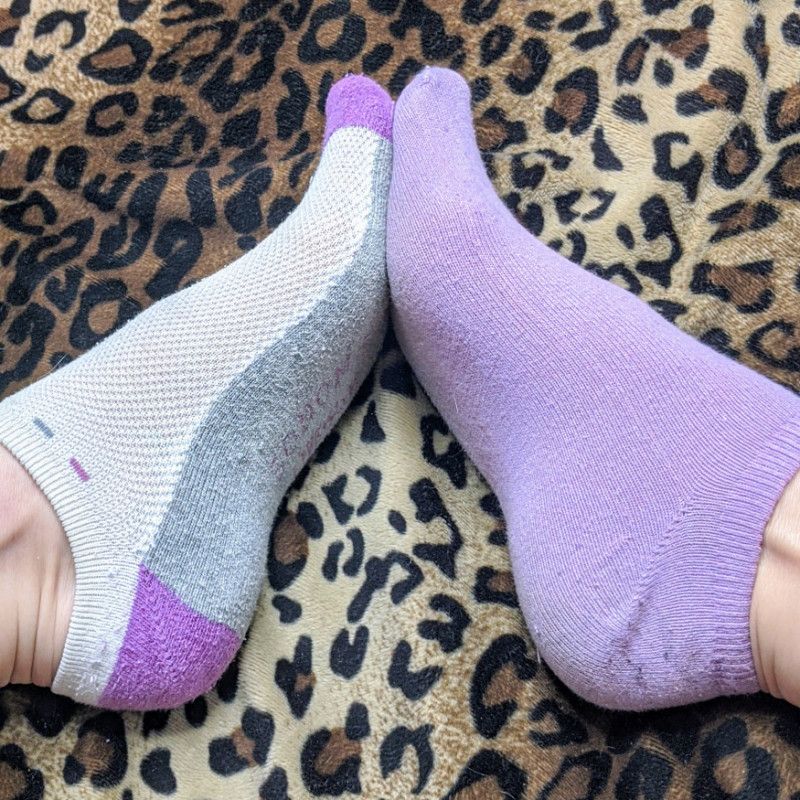 Mismatched Purple Ankle Socks