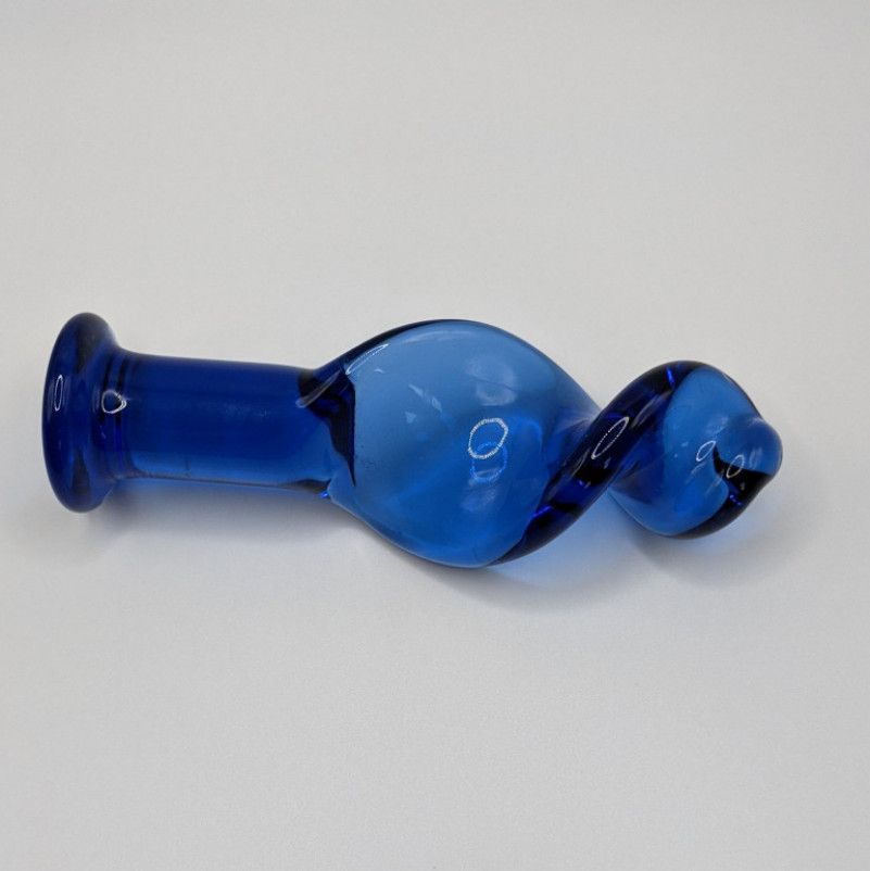 Used Blue Glass Swirl Anal Plug