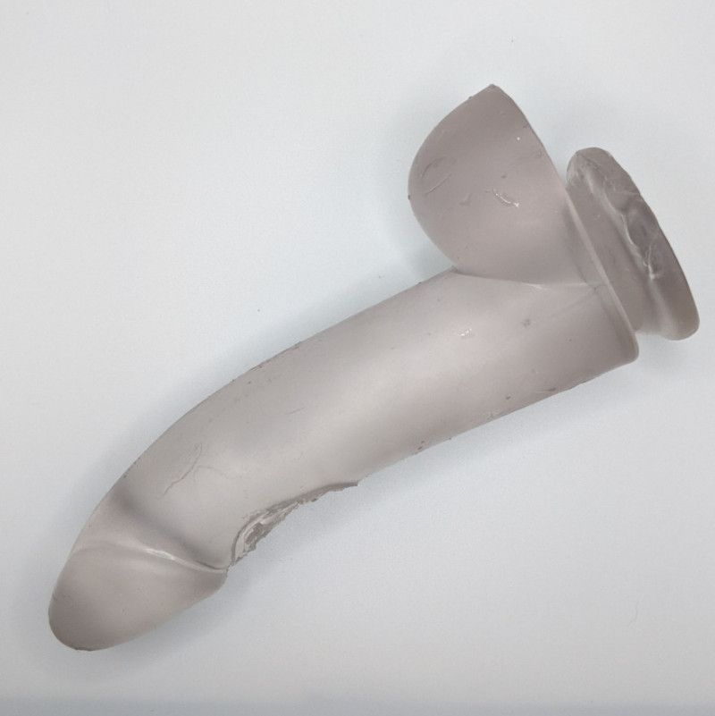 Damaged Clear Dildo with Suction Cup