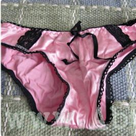 Well worn pink satin booty panty