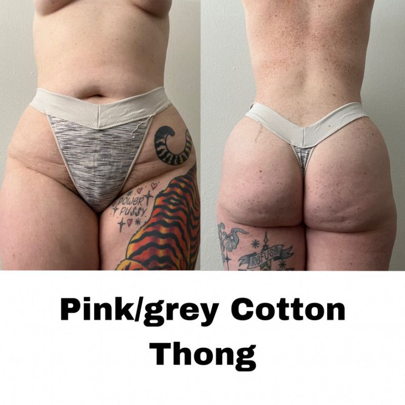 Pink Grey Cotton Thong