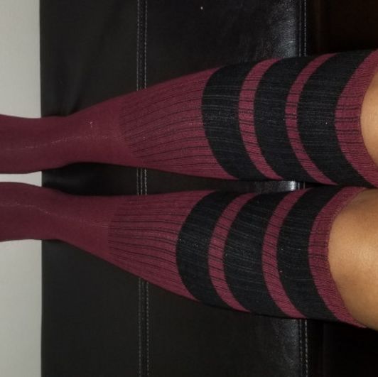 Red and black knee high socks