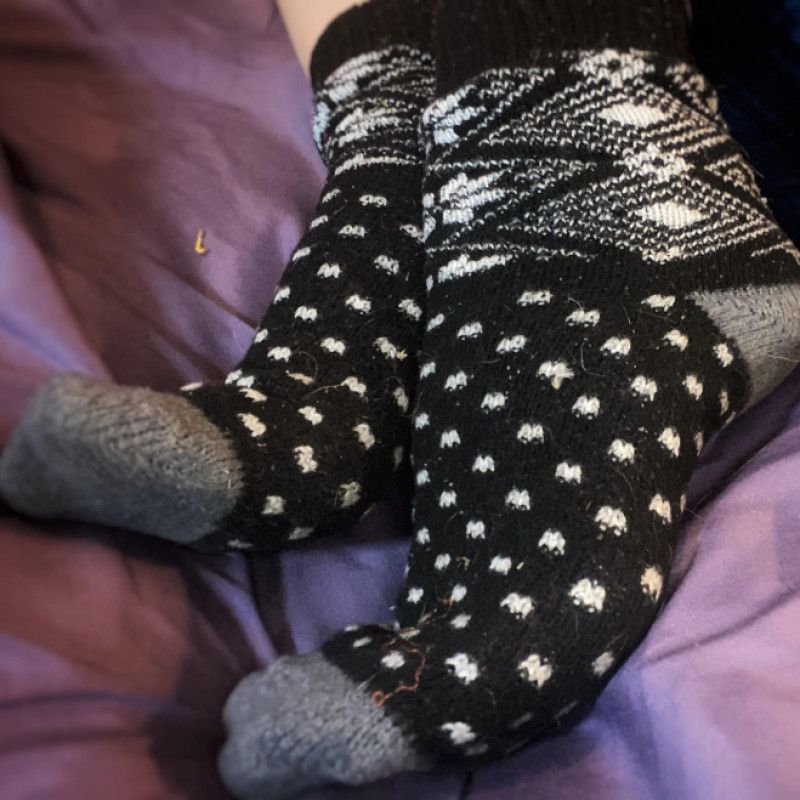 thick black winter ankle socks