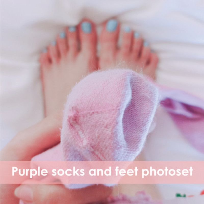 Purple socks and feet photoset