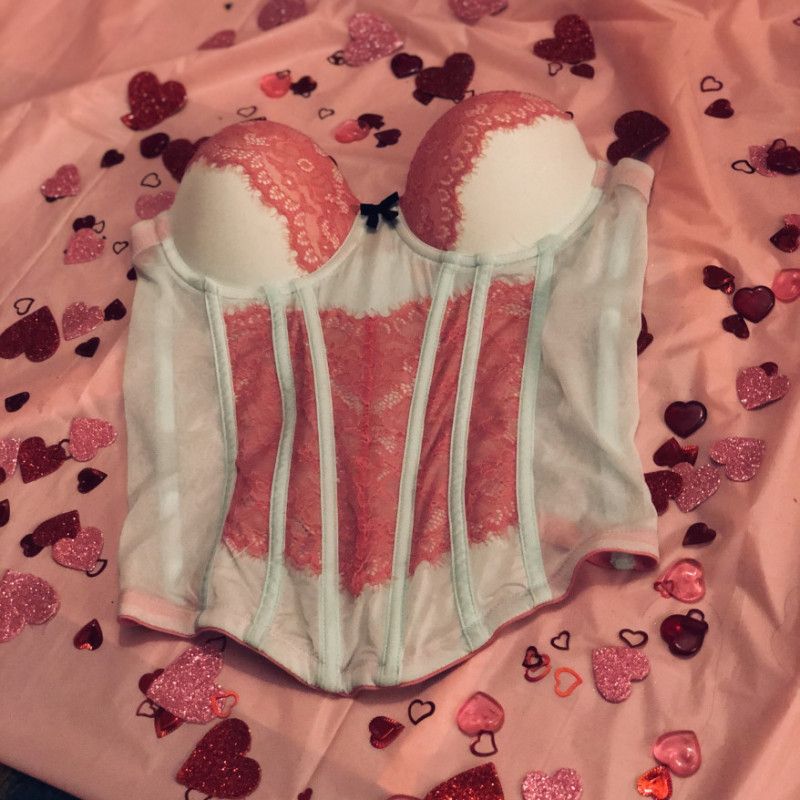 Teal and pink corset