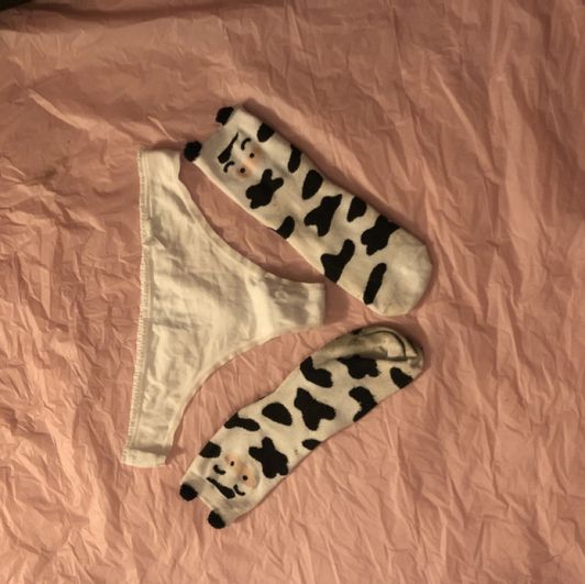 White thong And Cow socks