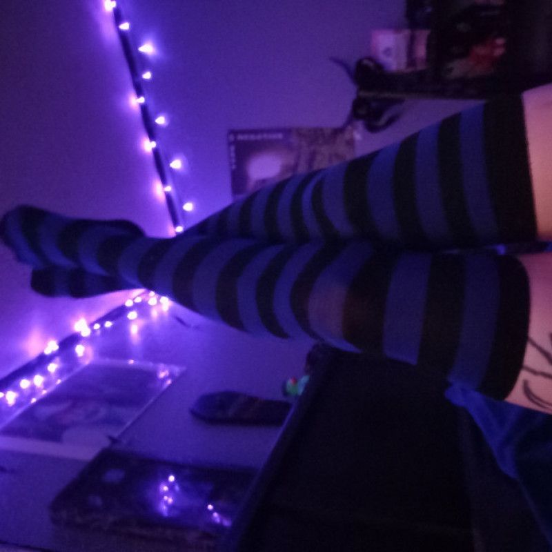 Black  Blue thigh highs