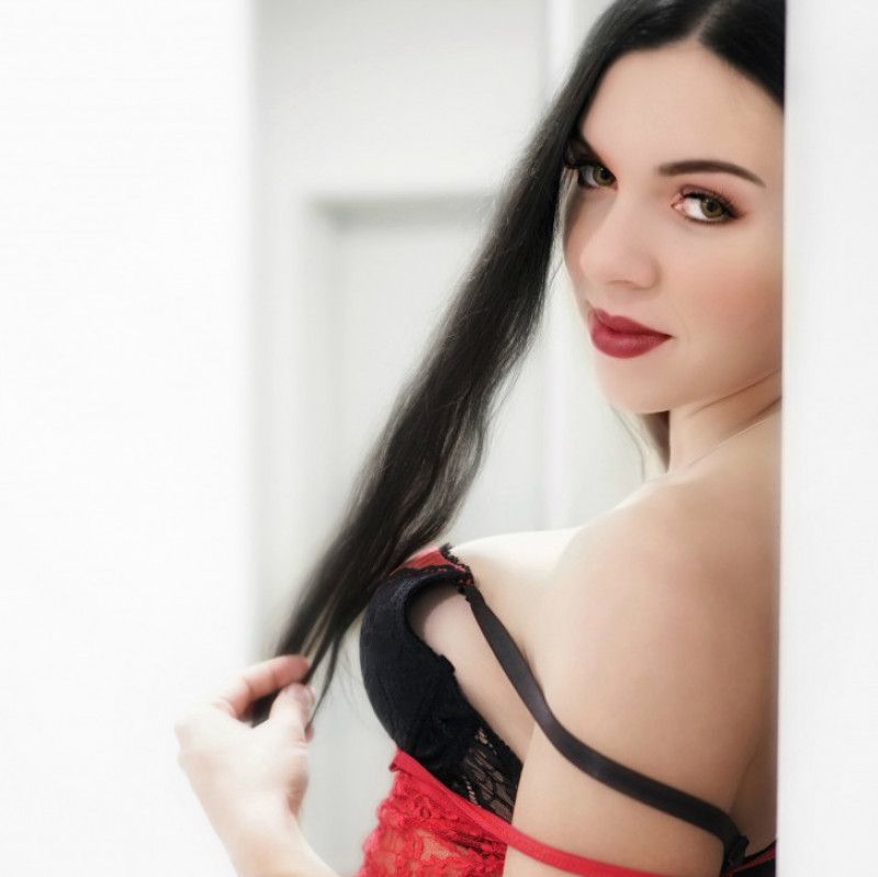 Black red sexy underwear photo shoot