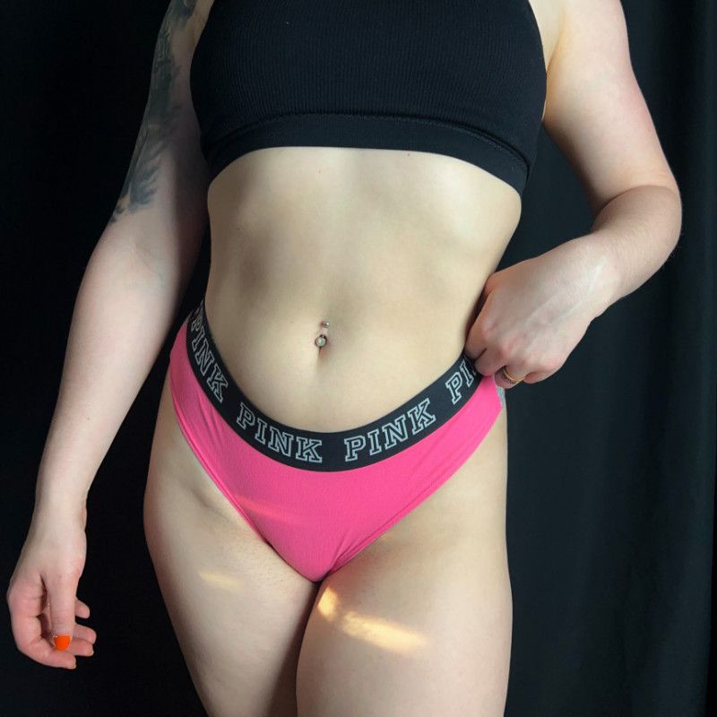 Hot Pink and Gray Logo Cheeky Panties