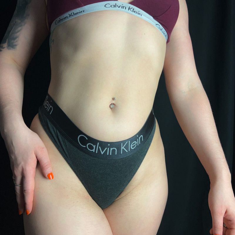 Dark Gray Calvin Klein Logo Thong panties