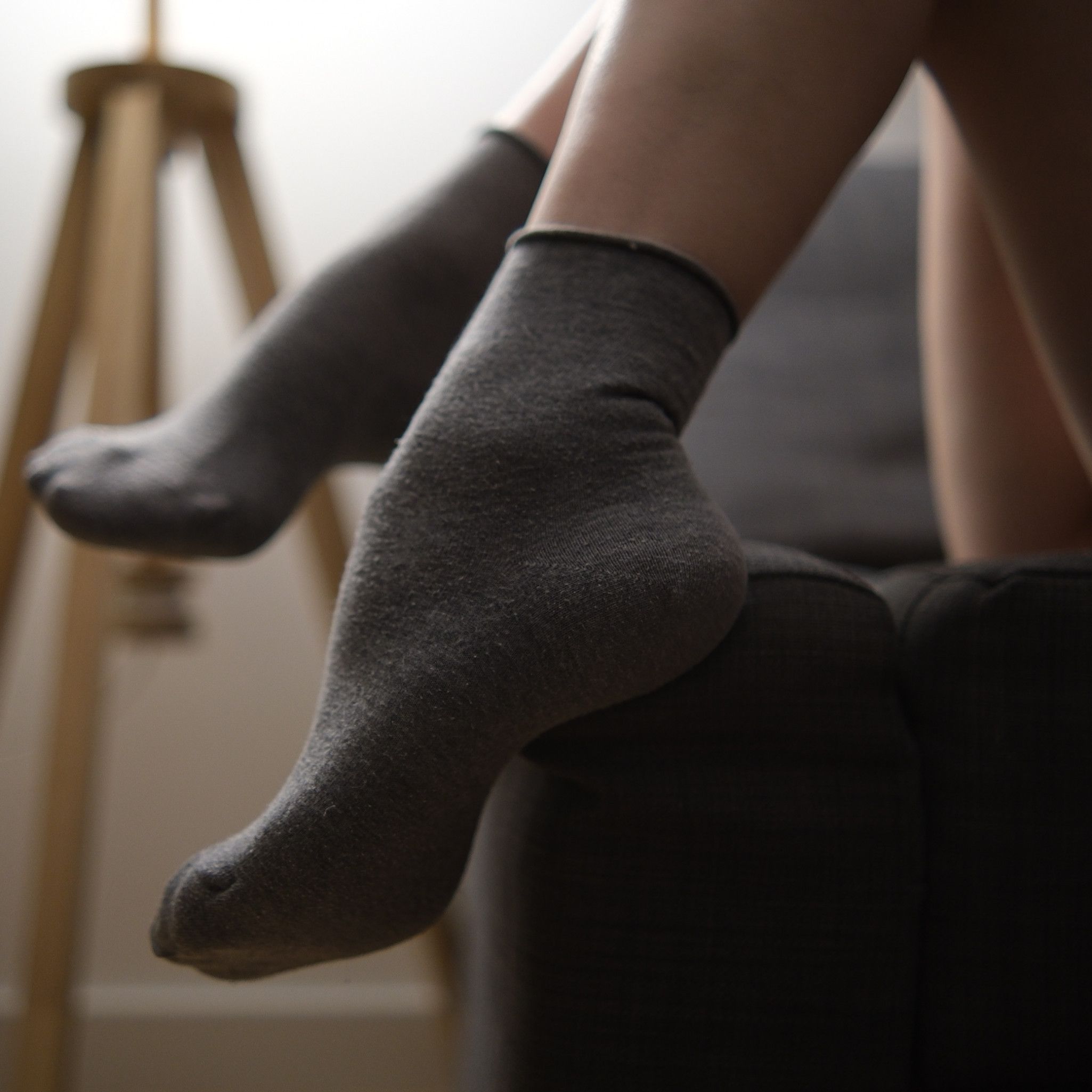 Grey worn socks