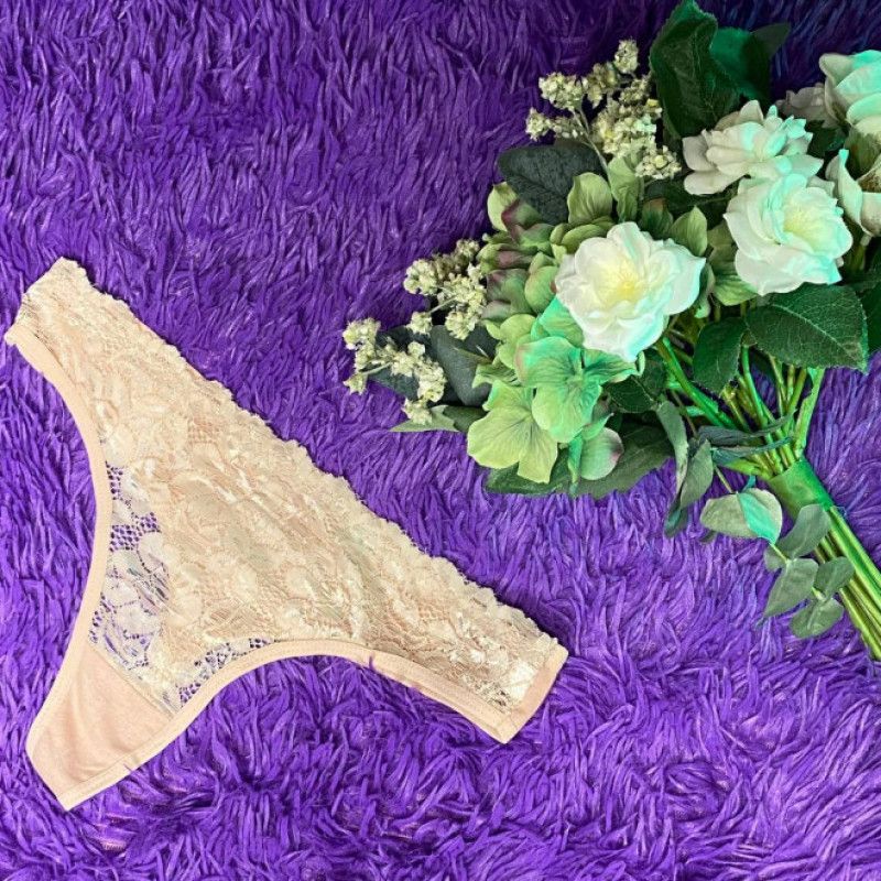 Beige Lace Thong