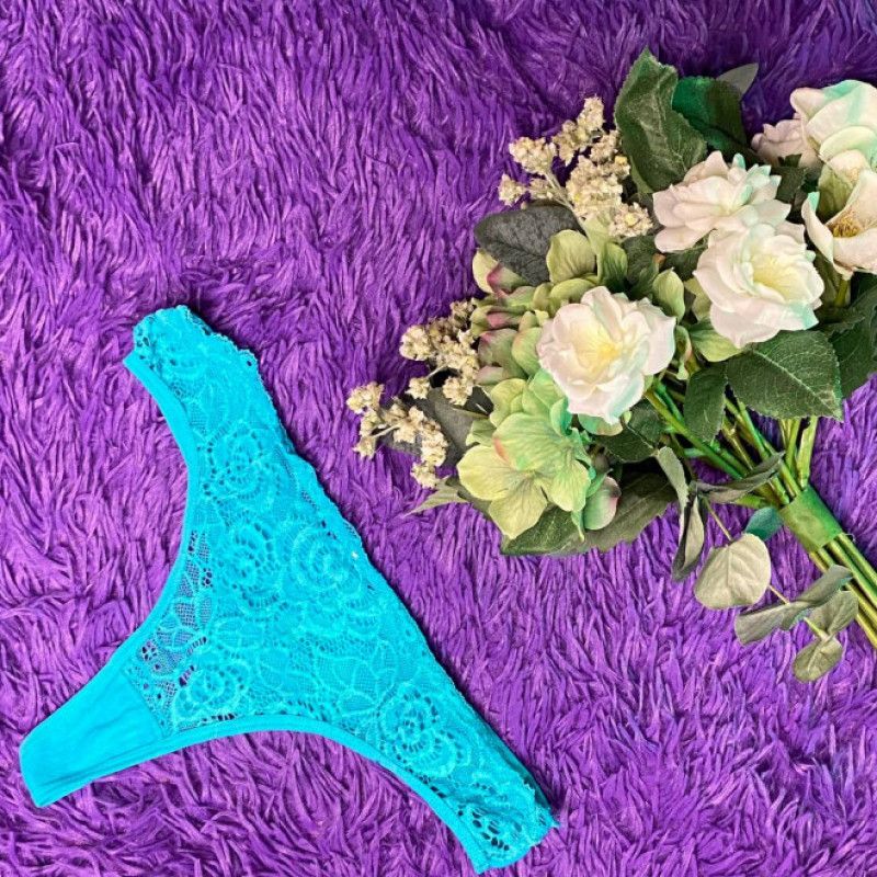 Turquoise Lace Thong