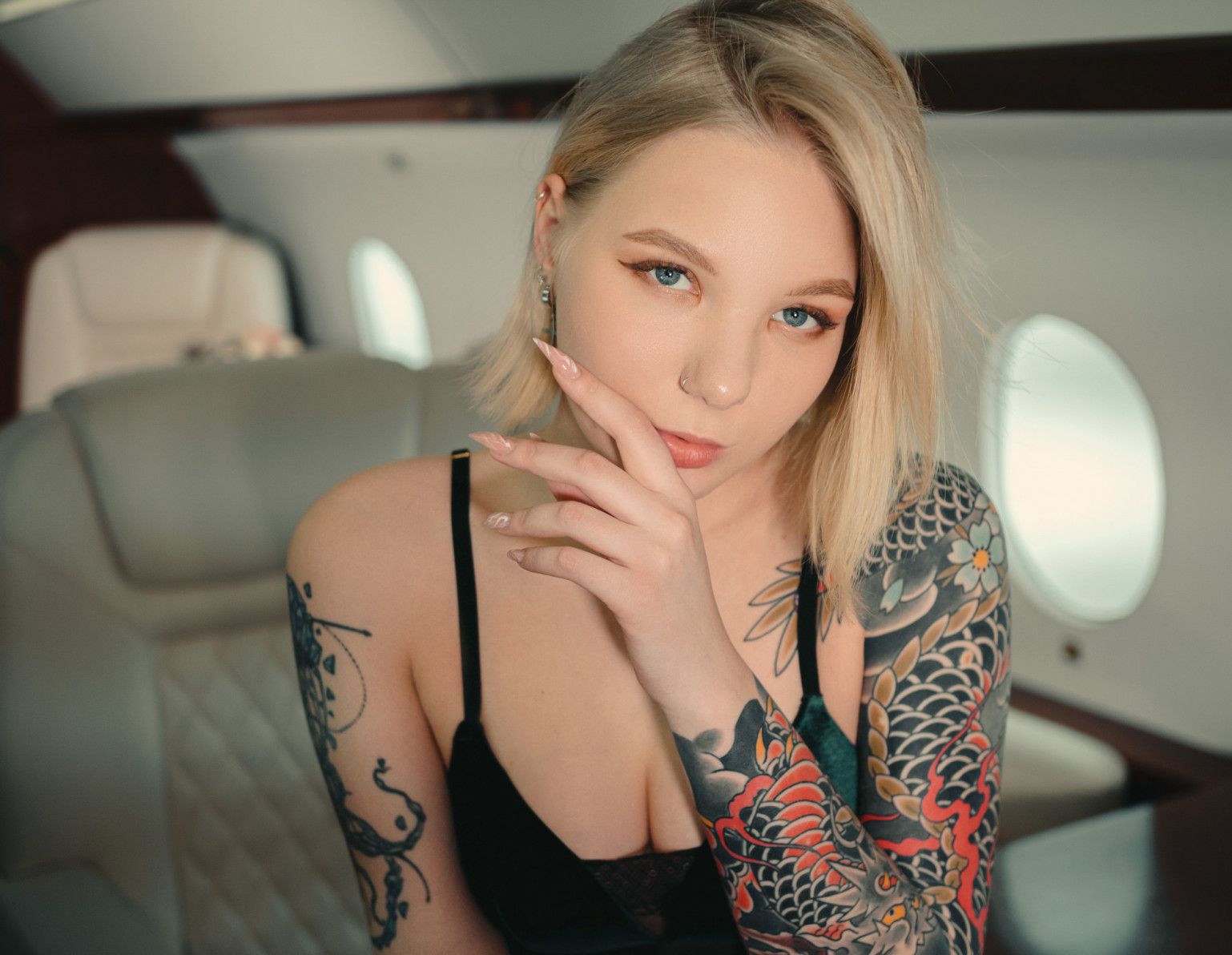 A photoshoot on an airplane