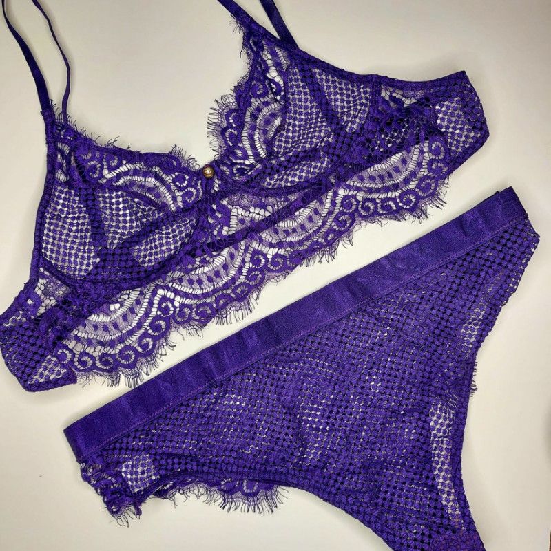 Purple Mesh Bra and cheeky panty