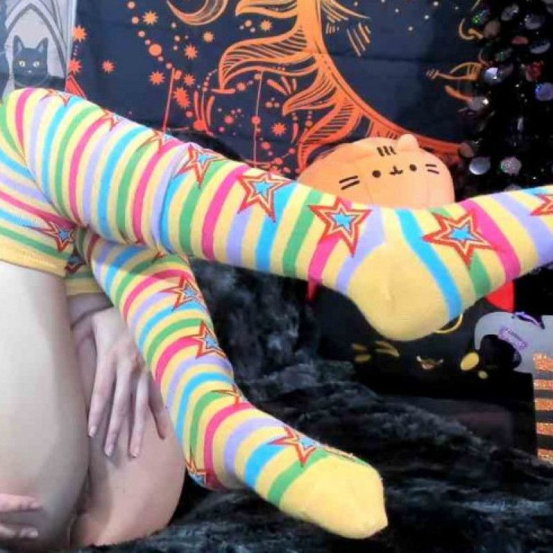 Colorful Thigh High Socks with Stars