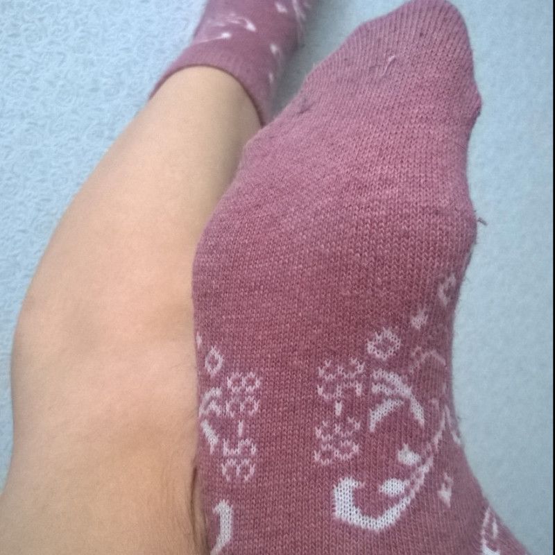 Pink warm socks Winter patterns