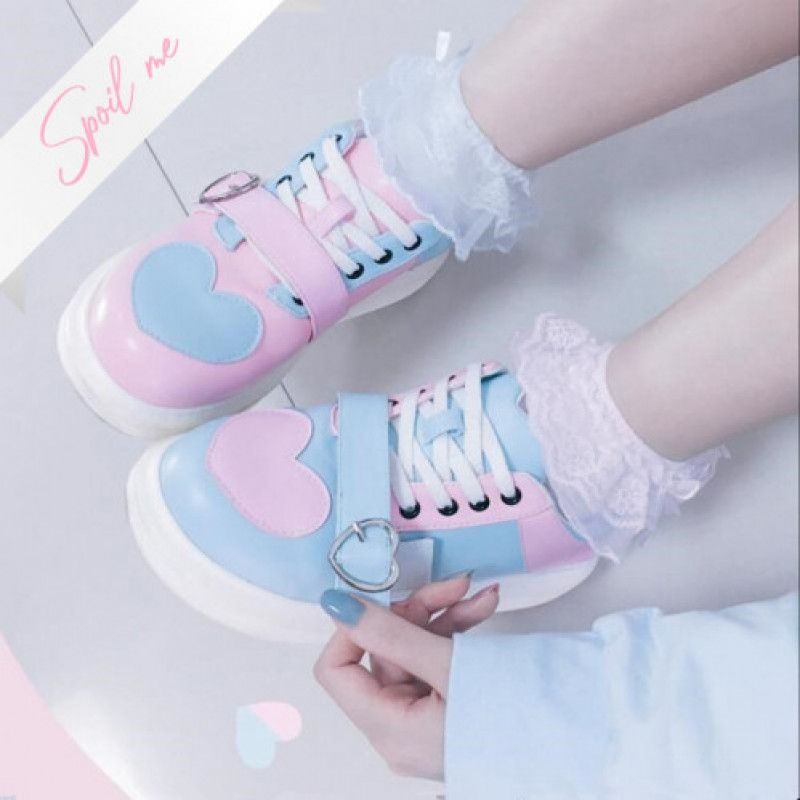 Pastel pink and blue shoes