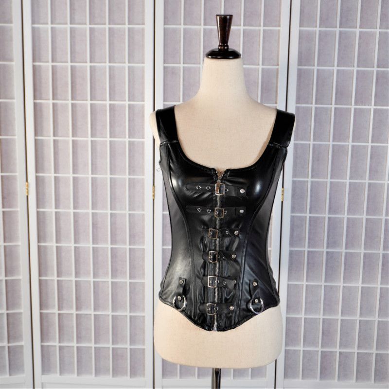 Black Steampunk Corset Top with Buckles