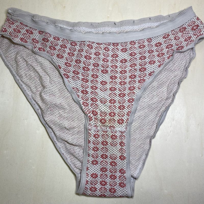 Old white panties with red flowers