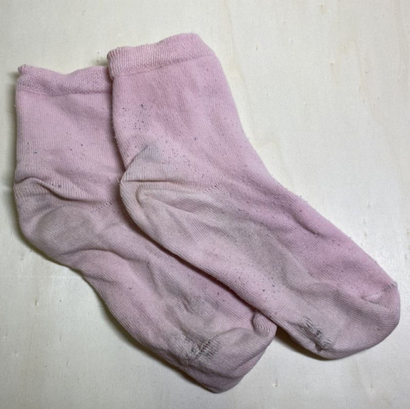 Very old pink socks are comfortable