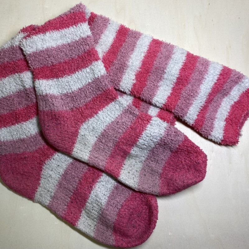 Soft stockings in pink and white stripes