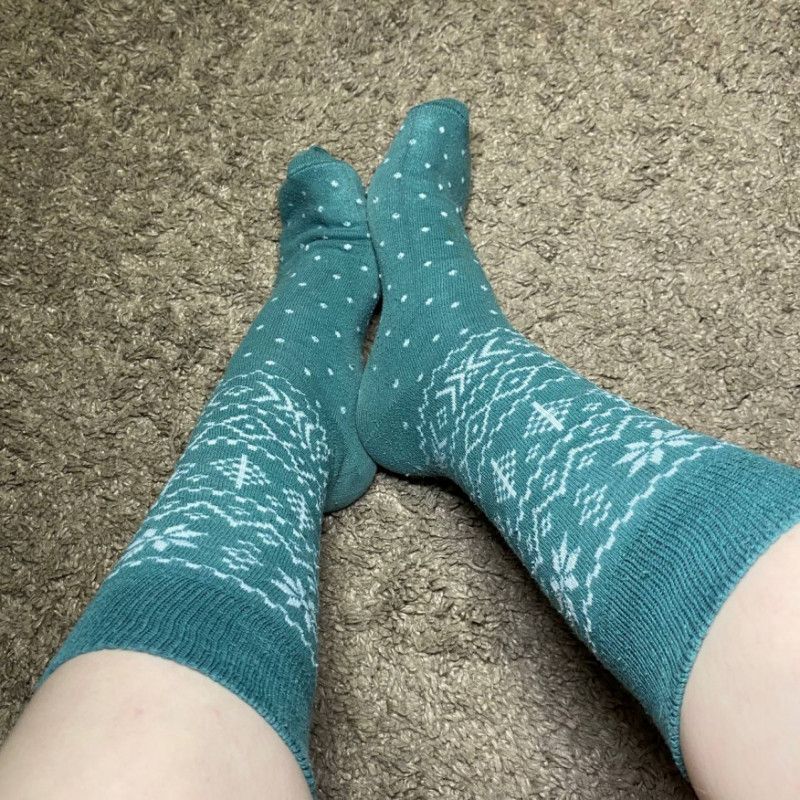 High green socks with patterns