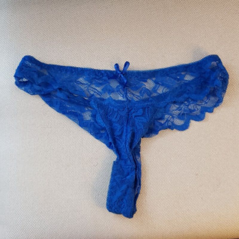 Blue lace thong