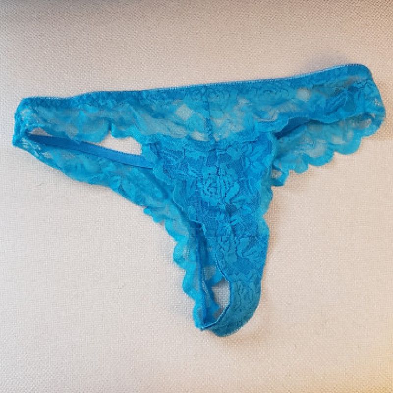 Light blue lace thong