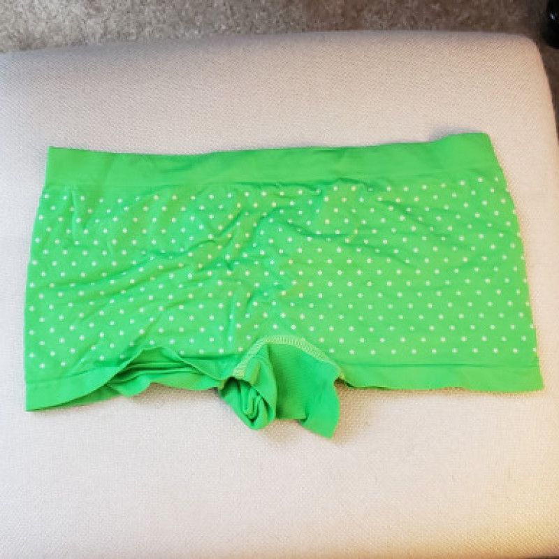 Lime green with white polka dot panties