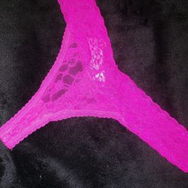 sexy hot pink lace thongs worn panties