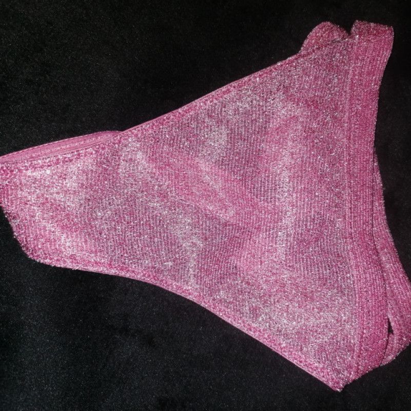 pink sparkly thongs used panties S size