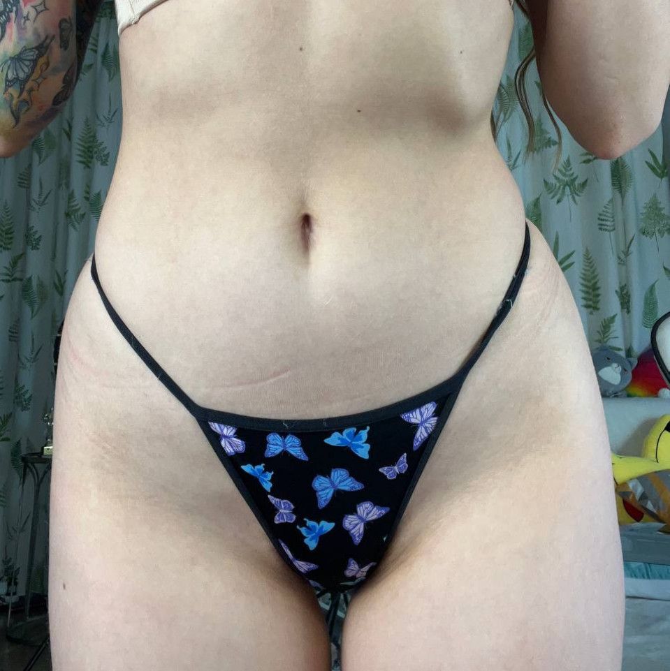 Sexy black thongs with butterflies