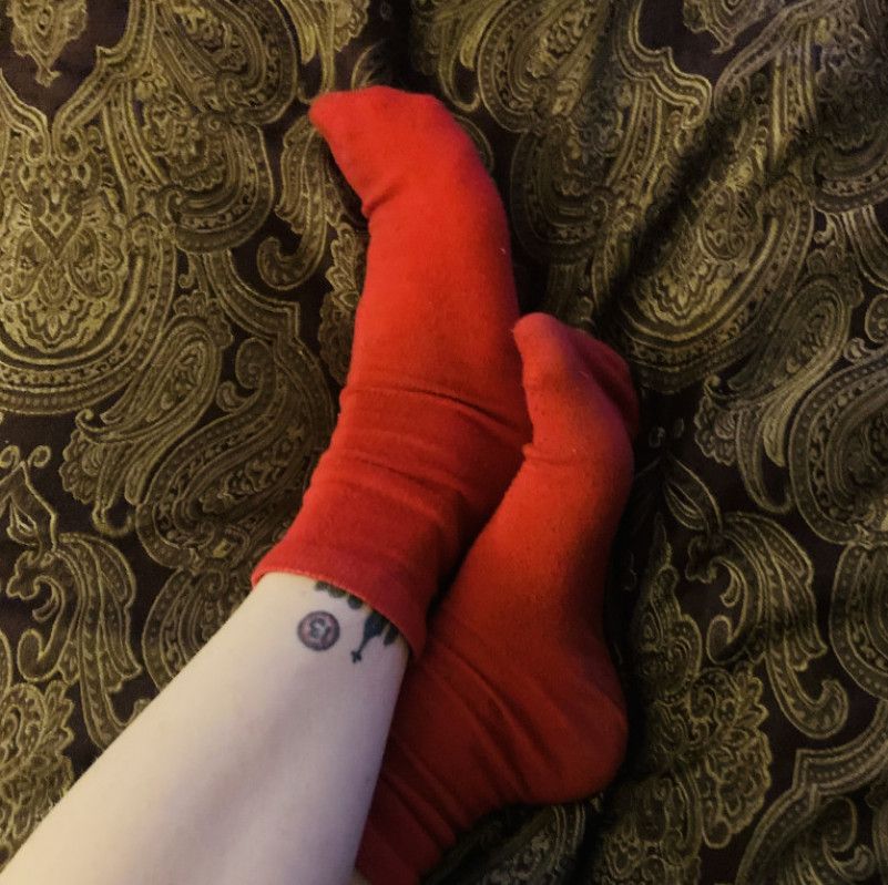 Red Worn Smelly Socks