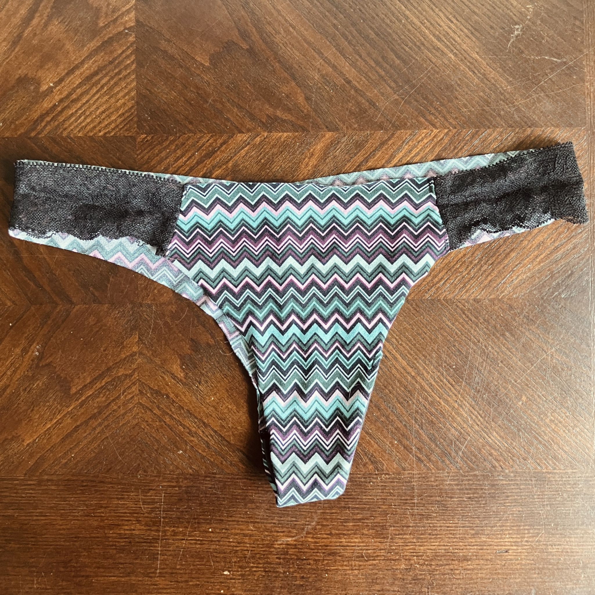 Chevron Striped Thong Panties