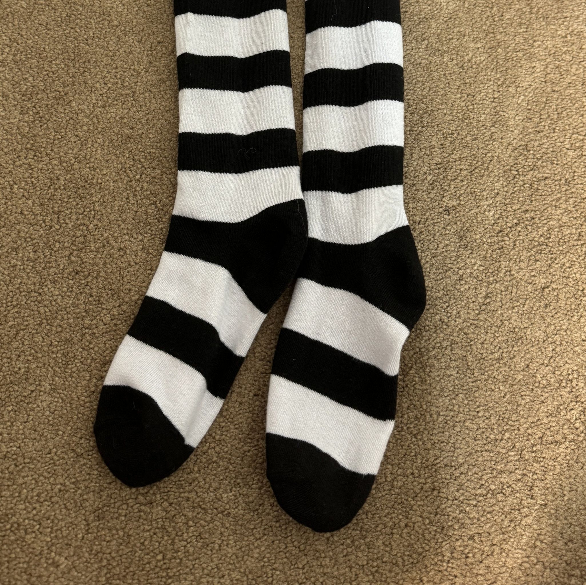 Black and white thigh socks