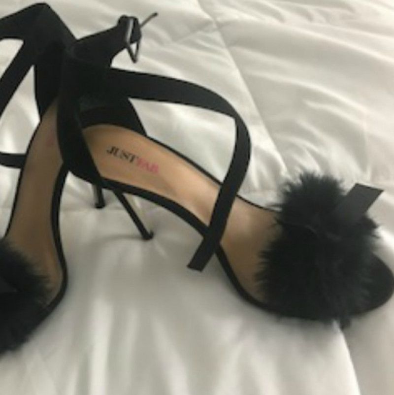 Black Fuzzy Heels