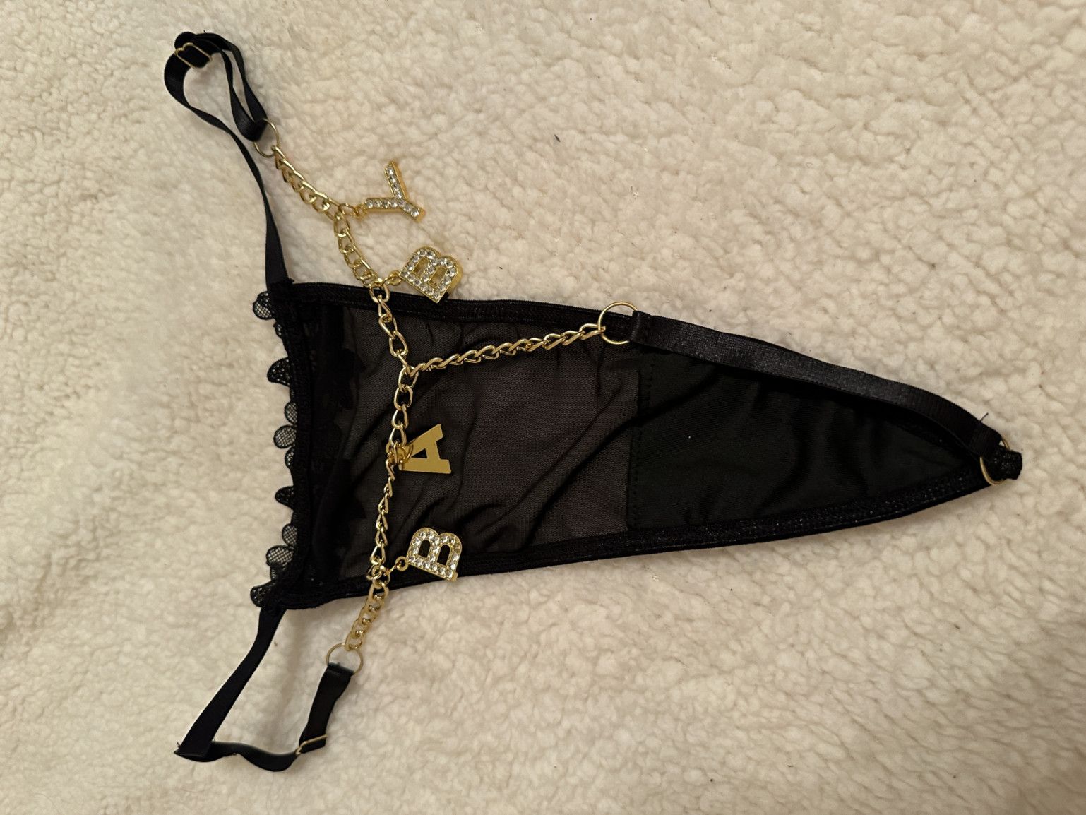 Black Gstring with Sexy Letters