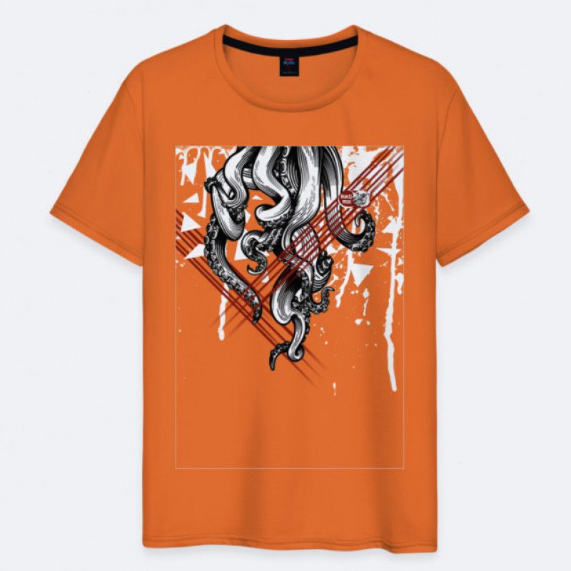 T Shirt COTTON Lines ORANGE