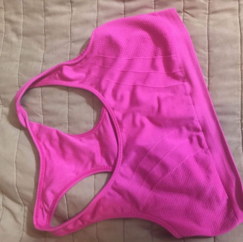 SEXY hot pink worn sports bra