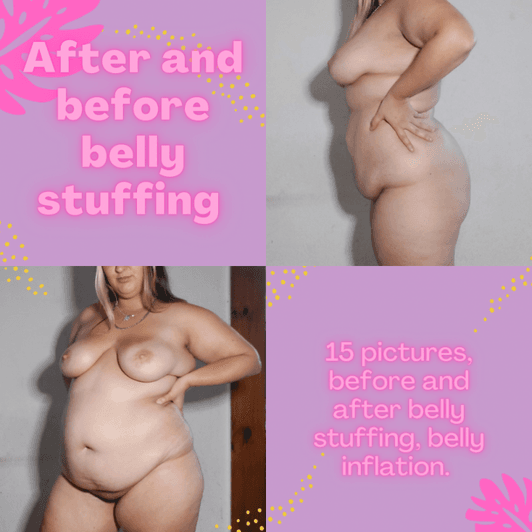 Photoset: Belly stuffing before and after