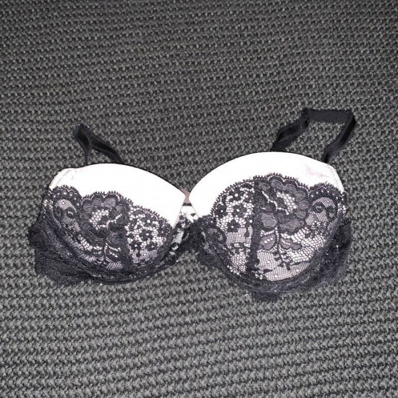 Black and white worn bra