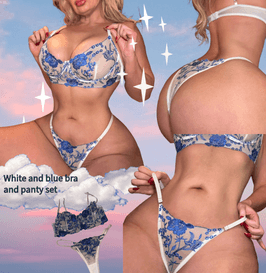 White and blue bra and panty set