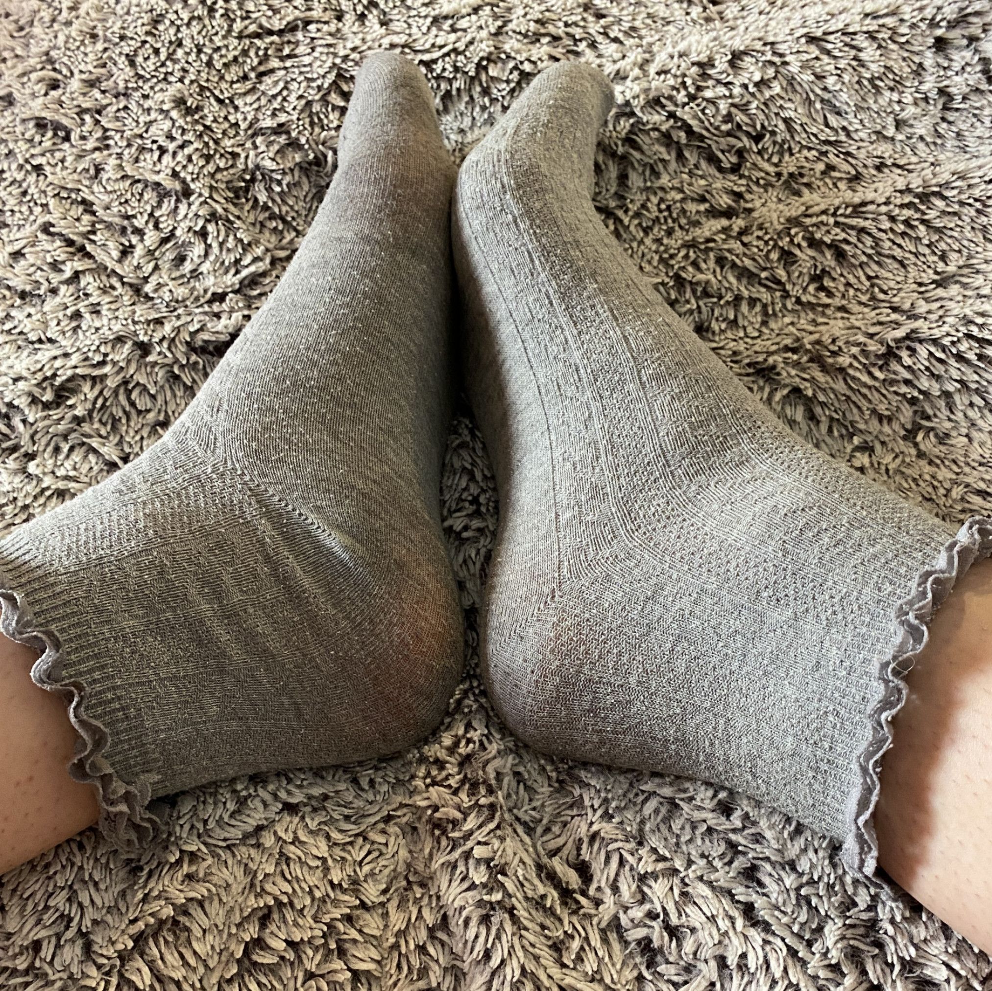 Grey Frilly Socks Well Worn