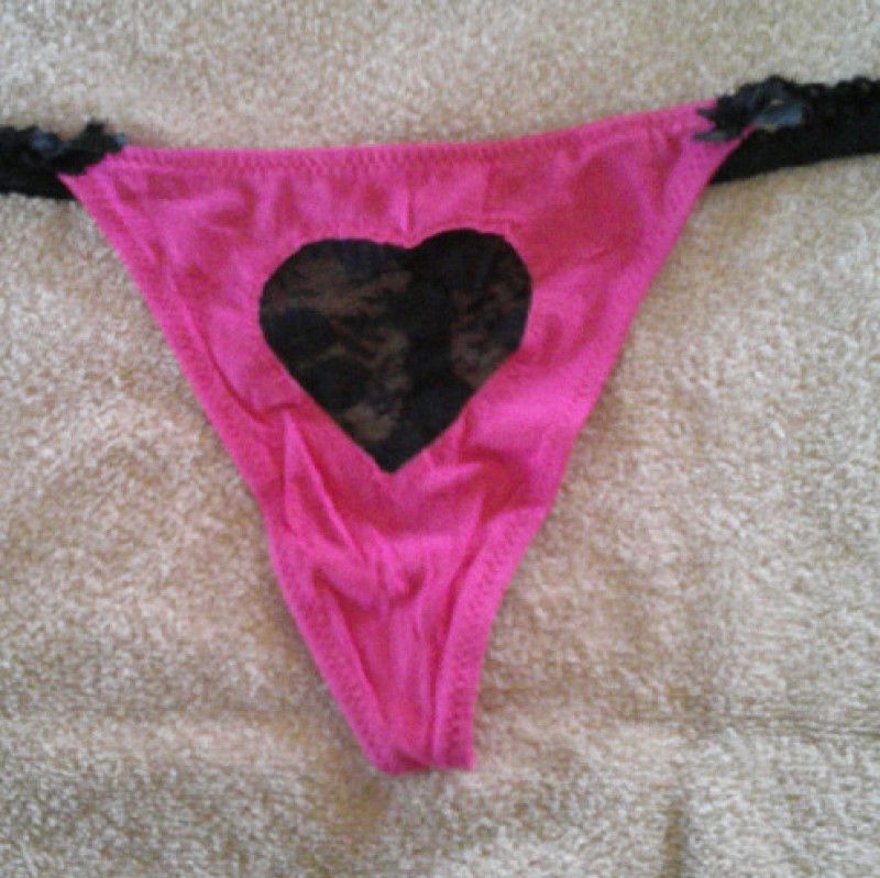 Pink with Black Heart G String