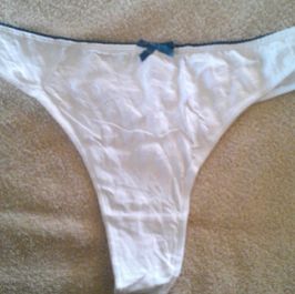 White with Blue Bow Thong