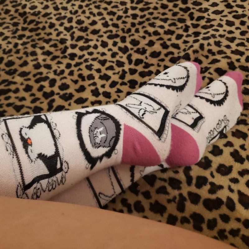 Pink cute print knee high socks