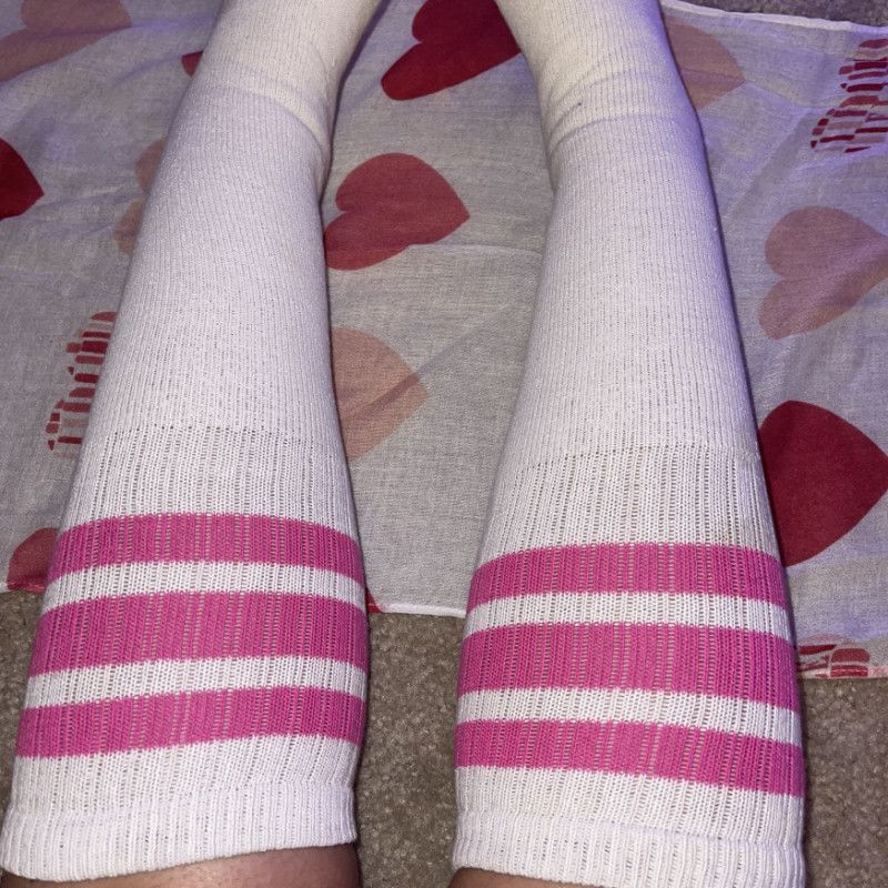 Dirty pink white knee socks